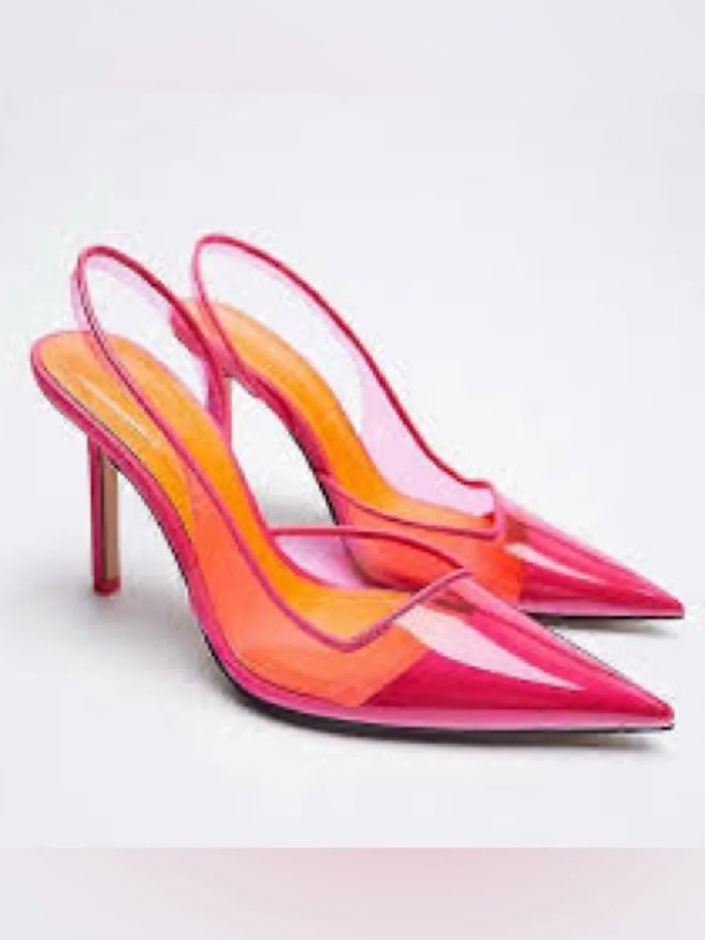 Zara pink vinyl slingback heels - Picture 5 of 6